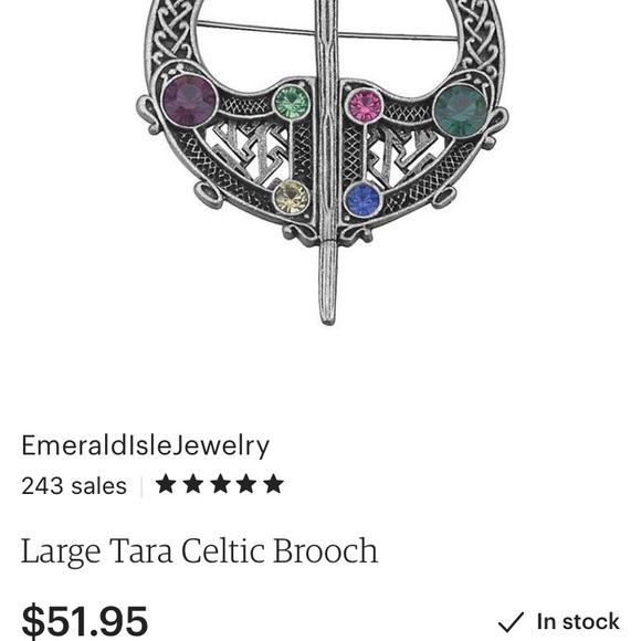 Vintage Celtic Sword Shield Brooch, Kilt Pin - Picture 8 of 8